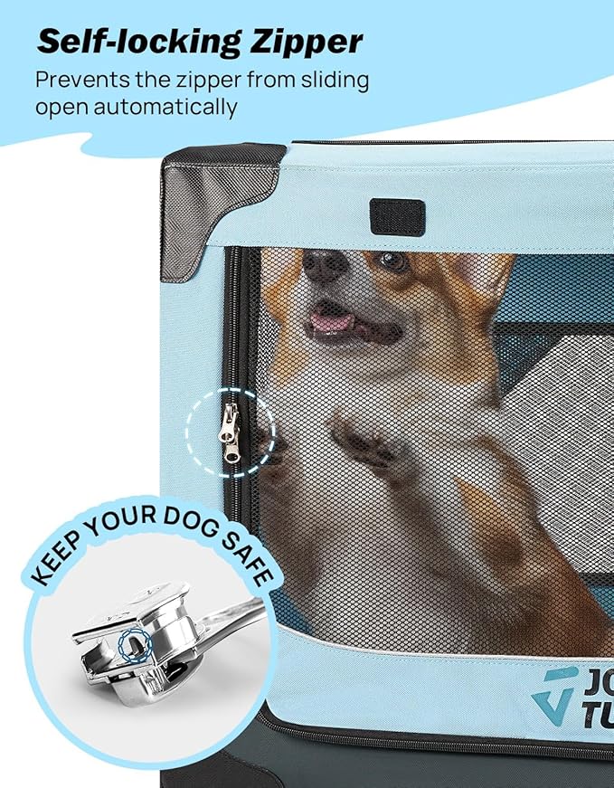 JOYTUTUS Pet Day Special, 20 Inch Collapsible Dog Crate, Steel Frame 8-Bar Foldable Soft Kennel, Portable Travel Crate for Puppy & Small Dog Up to 13lbs, Oxford Cat Carrier for Car Indoor Outdoor