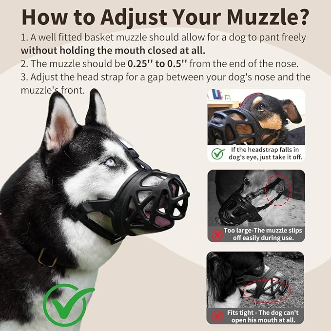 Mayerzon Dog Muzzle, Breathable Basket Muzzles for Small Medium Large Dogs Poodle Beagle German Shepherd Doberman, Cage Mouth Guard Stop Biting Chewing for Grooming Training
