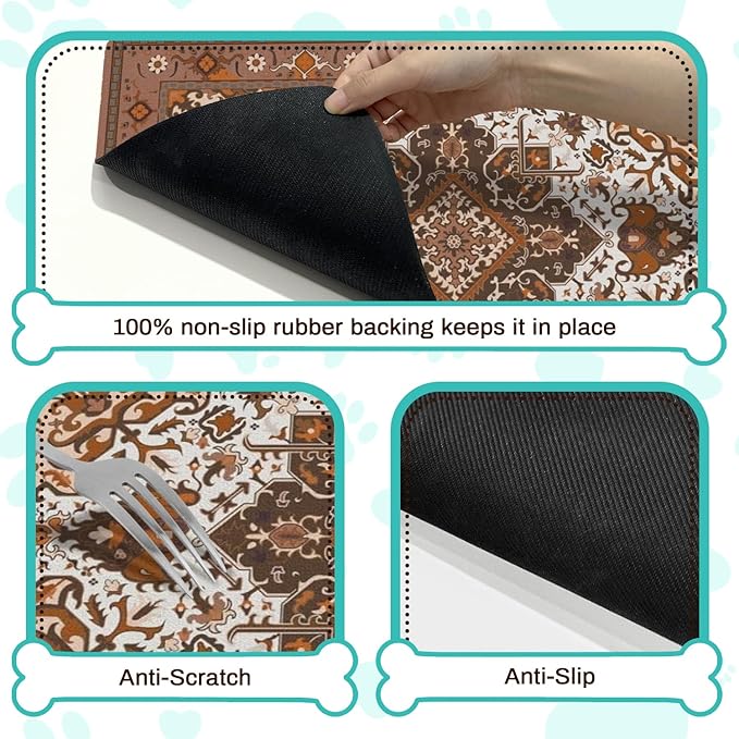 Pet Feeding Mat for Floors Waterproof Dog Mat for Food and Water Absorbent Quick Dry Non Slip mat for Cat Bowls