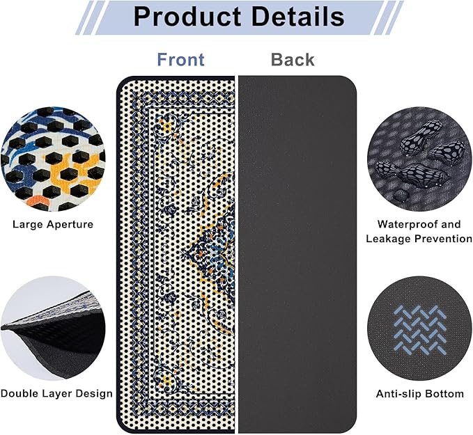 Cat Litter Mat 26.8"x46.5" Double Layer Waterproof Litter Box Mat Washable Litter Trapping Mat