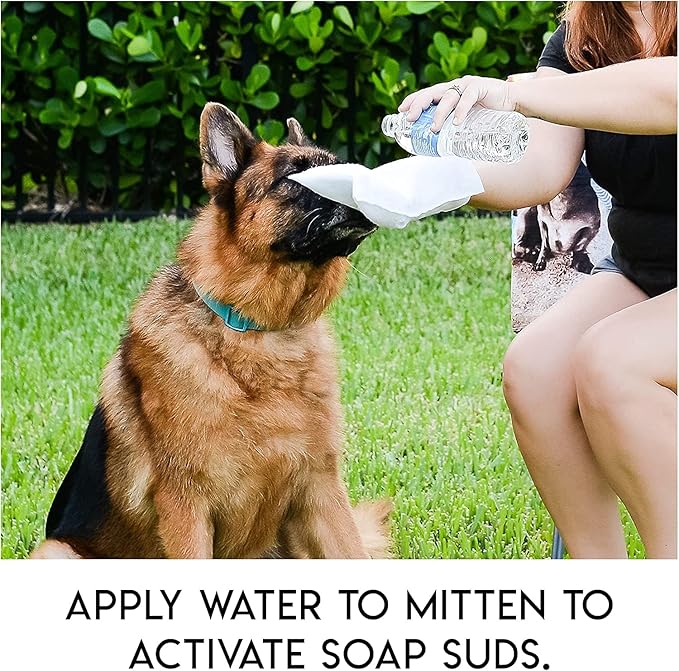 Scrubby Pet No Rinse Wipes | Rinse Free Shampoo Mittens | Dogs & Cats | Bath Wipes | Bathing & Washing Pets, Hypoallergenic | No Rinse Wash Mitt | Grooming, Lather Wipe Dry - Pack of 20
