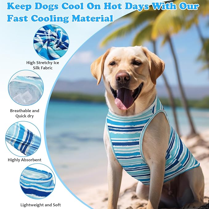 Dansydaisy 5 Pack Dog Cooling Vest, Quick Dry Dog Shirts Mesh Breathable Instant Sun Protection Cooling Vest Lightweight Summer Hawaii Beach Jacket for Outdoor Walking Hunting Hiking Clothes(S)
