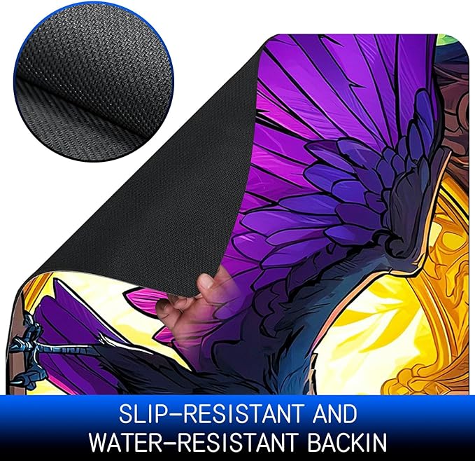 Dog Food Mat, 15.7" x 23.6" Absorbent Pet Feeding Mat for Food and Water, Waterproof Diatom Mud Pet Placemat with Non-Slip Rubber Backing, Cat Bowl Mat for Floors - Purple Feathered Eagle