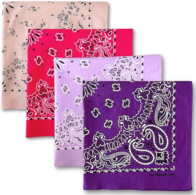 The Peacock Crew Premium Soft Cotton Bandanas Pack for Men and Women Paisley 22 x 22 inches