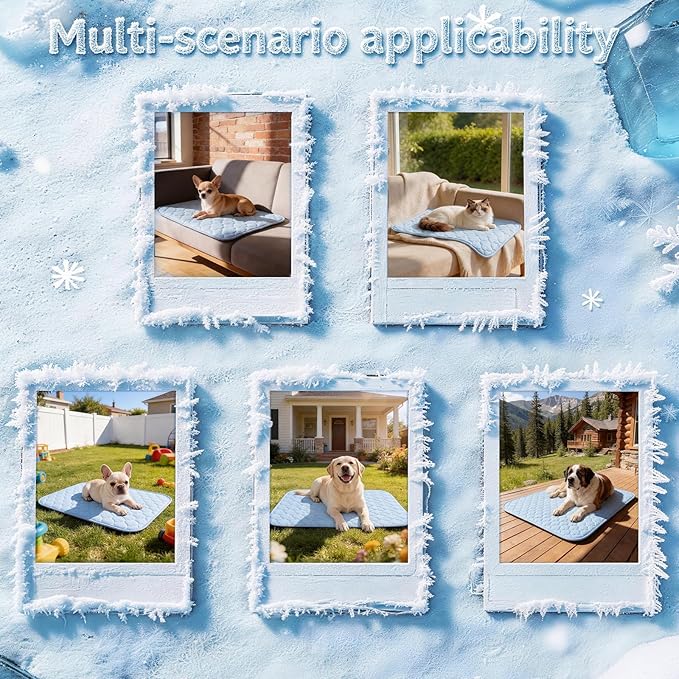 Cooling Mat for Dogs Extra Large 43" x 31", Q-Max>0.5 Cooling Pet Bed Outdoor & Indoor Use w Ice Silk Fabric & Waterproof Cover, Summer Cool Pad for Dog, Non-Slip Washable Pet Blanket for Crate Kennel