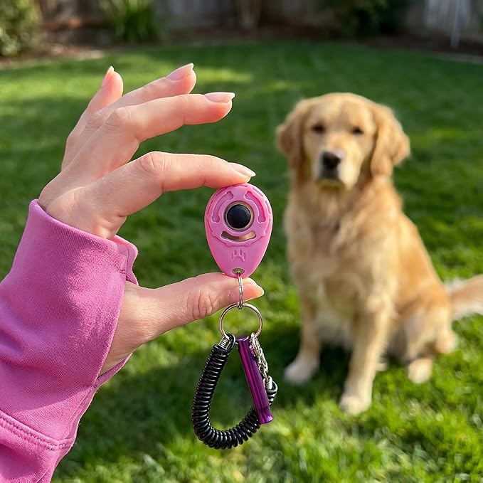 Puppy Training Clicker, Dog Training Tool, Cat Clicker, Dog Training Clicker, Dog Clicker - 2-Pack (with Wrist Strap) Pink