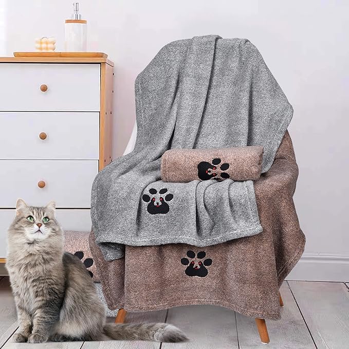 Dogvingpk Medium Dog Towel 1 Pack, Super Absorbent Soft Quick Drying Microfiber Pet Bath Towels for Medium & Small Dogs (M-36" * 28", Grey)