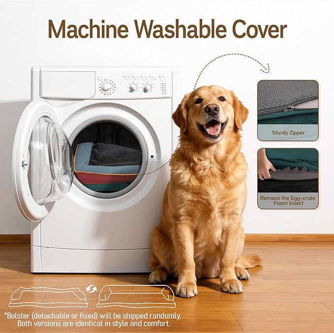 Comfort Expression Memory Foam Dog Bed - Washable Pet Bed for Big Dog Waterproof Orthopedic Dog Beds with Removable Cover ，Non-Slip Pet Couch Sofa- 36 x 27