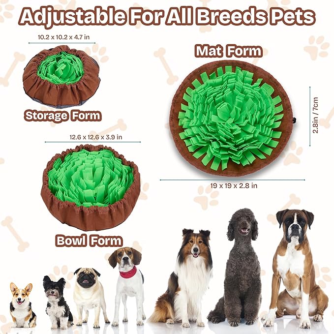Snuffle Mat for Dogs | Travel-Friendly & Durable Dog Sniff Mat | Encourages Foraging, Mental Stimulation, Slow Eating | Interactive Dog Activity Mat for Puppies & Adult Dogs (Green)