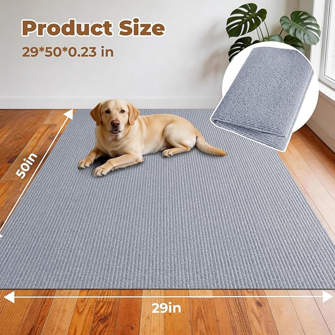 Dog Crate Mat, 29 in x 50 in Dog Playpen Mat Kennel Mat Extra Large Liner for Under Dog Crate cages, Absorbent Urine, Puppy Pee Pad Reusable Washable Floor Protector Waterproof Non-Slip Light Grey