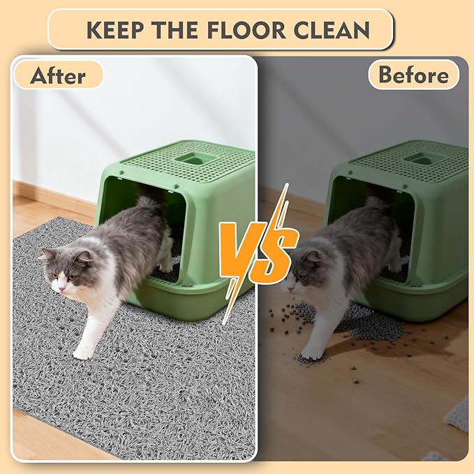 Jumbo Cat Litter Mat Catcher 35"x24" | Ultra-Absorbent Litter Box Rug with PVC Mesh | Non-Slip Cat Rug for litter box, Washable Kitty Litter Mat For Indoor,Garden