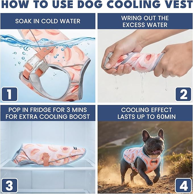 Spark Paws Dog Cooling Vest - SPF 50 UV Sun Protection - Summer Heat Relief Gear for Dogs, Lightweight, Evaporative Cooling - Dog Anxiety Relief Vest During Hot Days - Peaches - Size S