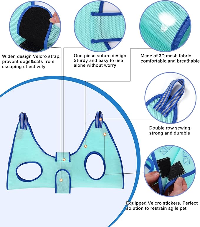 Kkiimatt Dog Pet Grooming Hammock,S Hanging Harness for Nail Clipping,Trimming Cutting Hammock, Sling Holder Helper for Small Dogs, Grooming Restraint Bag with Wide Strap Sewed