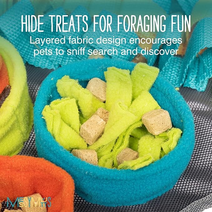 Messy Mutts Square 16" x 16" Forage and Lick Mat with Non-Slip Suction Cups | Stimulating Sniffing Interactive Puzzle for Dogs | Silicone Triangle Licking