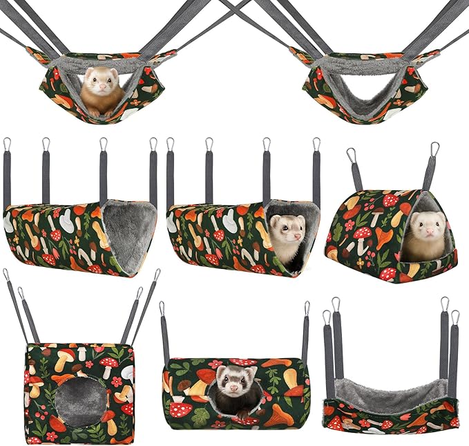 Ferret Hammock 8 Pack Guinea Pig Hammock Washable Rat Chinchilla Hammock Hamster Cage Accessories Cozy Ferret Bed Toys for Small Animals Pet Sugar Glider