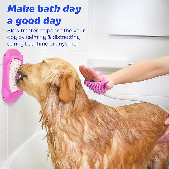 Aquapaw Lick Mat for Dogs 2-Pack XL, Suction Cup Dog Slow Feeder Pad & Licking Mat for Peanut Butter Treats – Calming Dog Bathing Aid, Stress Relief & Mental Stimulation for All Breeds - Pink