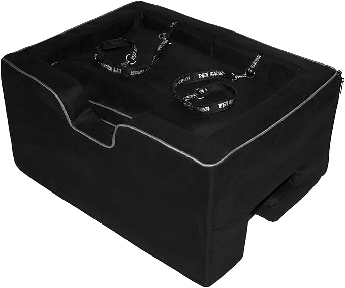 Pet Gear Lookout Booster Car Seat, Removable Comfort Pillow, Safety Tether Included, Installs in Seconds, No Tools Required, Black