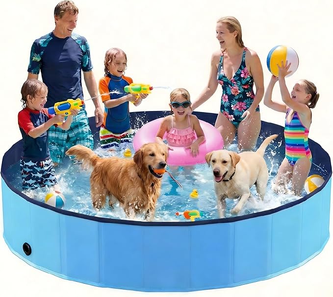 Foldable Dog Pool, Collapsible Dog Swimming Pool Hard Plastic Portable Pets Bath Tub for Dogs and Cats, Pet Wading Pool for Indoor Outdoor Backyard