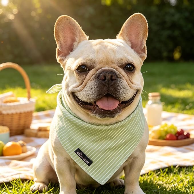 ARING PET Summer Dog Bandana-Cute Green Dog Bandanas, Comfortable Pet Scarf Dogs Triangle Bibs for Small to Large Boy Girl Dogs and Cats