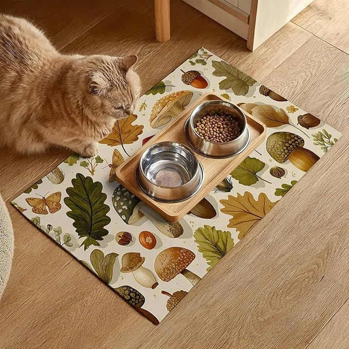 HOMETITUTE 24x16 inch Non Slip Dog Food Mat Pet Bowl Placemat for Food and Water Puppy Feeding Mat Small Dog Bowl Mats Cat Food Mat Easy Clean Feeding Mats for Small Pets