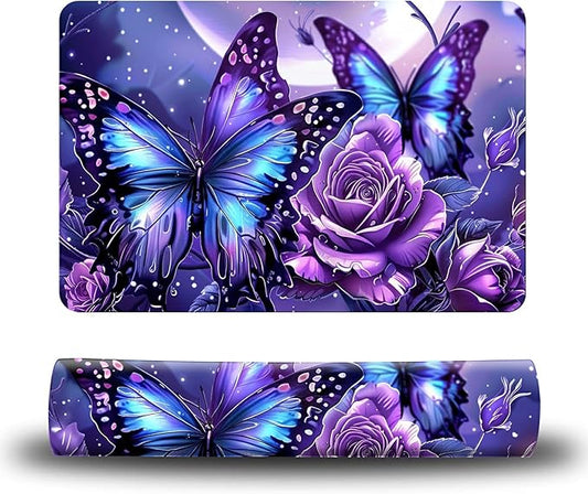 Dog Food Mat, 19.6" x 23.6" Absorbent Pet Feeding Mat for Food and Water, Waterproof Diatom Mud Pet Placemat with Non-Slip Rubber Backing, Cat Bowl Mat for Floors - Purple Butterfly 2