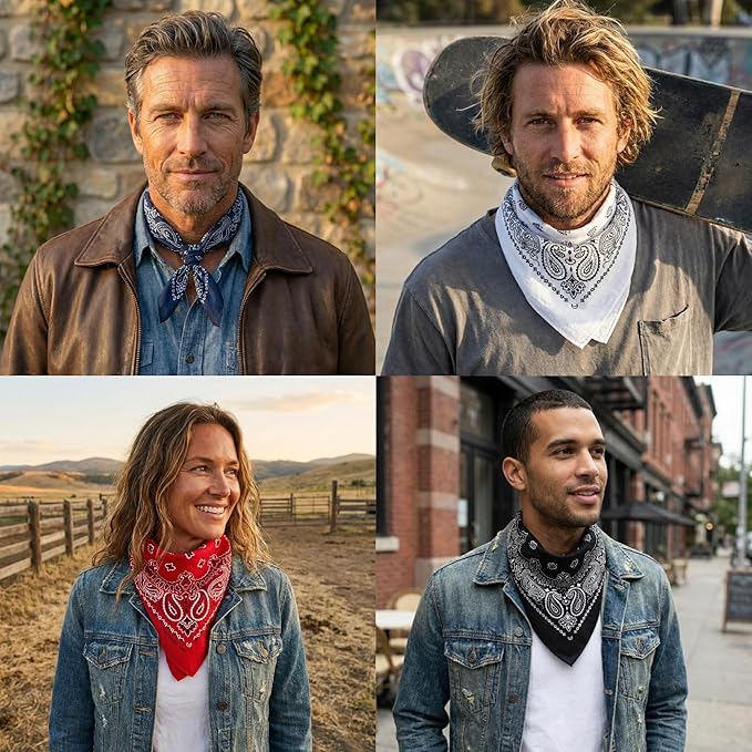 The Peacock Crew Premium Soft Cotton Bandanas Pack for Men and Women Paisley 22 x 22 inches