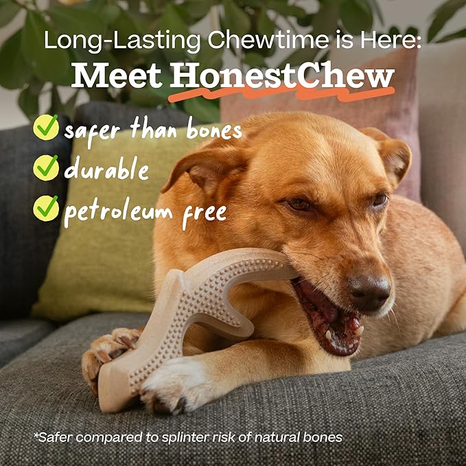 WOOF HonestChew Dog Toy Antler - Durable Dog Chews - Made with Natural, Plant-Based Ingredients - Splinter-Resistant - Safer Than Dog Bones - Small