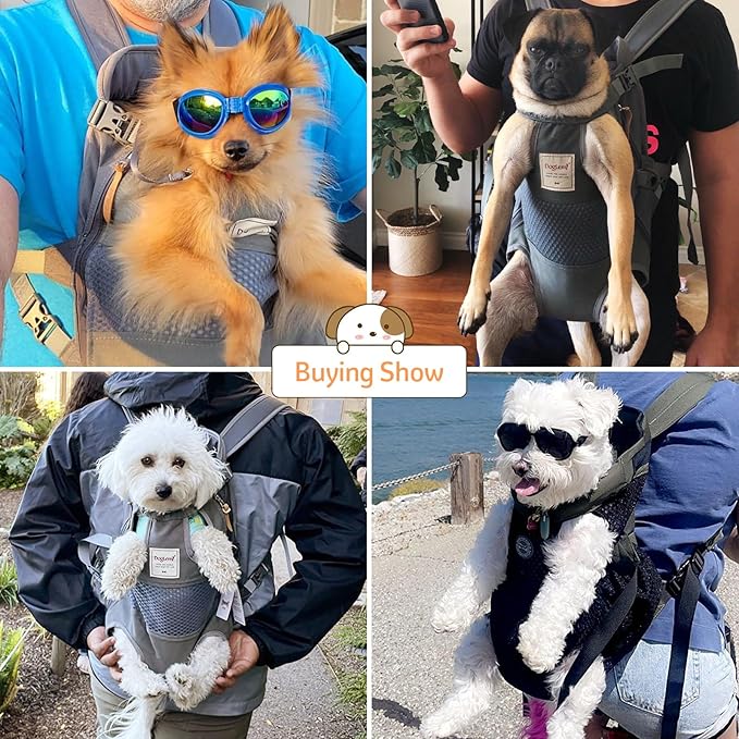 Dog Backpack Carrier Small Dog Backpack, Pet Dog Front Backpack Legs Out Dog Chest Carrier for Small Dogs, Cat Backpack Carrier Dogs Travel Back Pack Hands-Free Hiking Bike Motorcycle (Size:11–19 lbs)