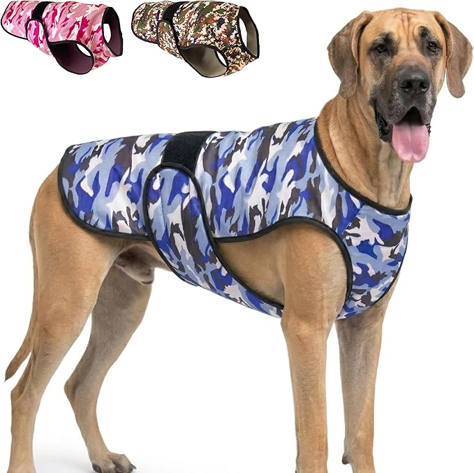 Dog Cooling Vest - 2-Layer Cooling with Soft Microfiber Fabric - Lightweight, Adjustable and Comfortable - UV Protection for Small to Large Dogs - Relief in Hot Weather (Blue, XX-Large)