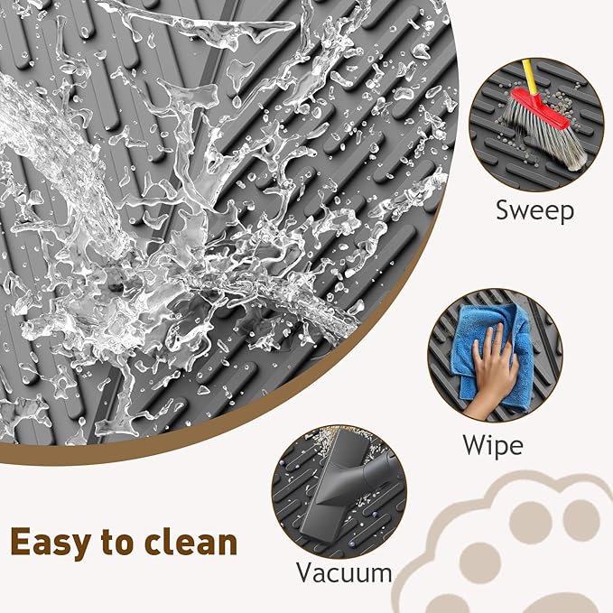 Cat Litter Mat with Grooves & Raised Edge, Urineproof/Waterproof, Litter Scattering Control, Easy to Clean (31 * 24in-Black-2 Pack)