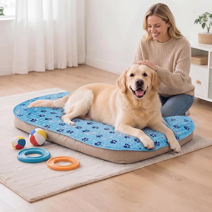 Dog Cooling Mat, Patented Gel Cooling Dog Bed, Non-Slip Waterproof Gel Cooling Pad for Medium Dogs, Pet Cooling Mat for Indoors Outdoors, Crate Kennel Car Travel 24.5"x36"