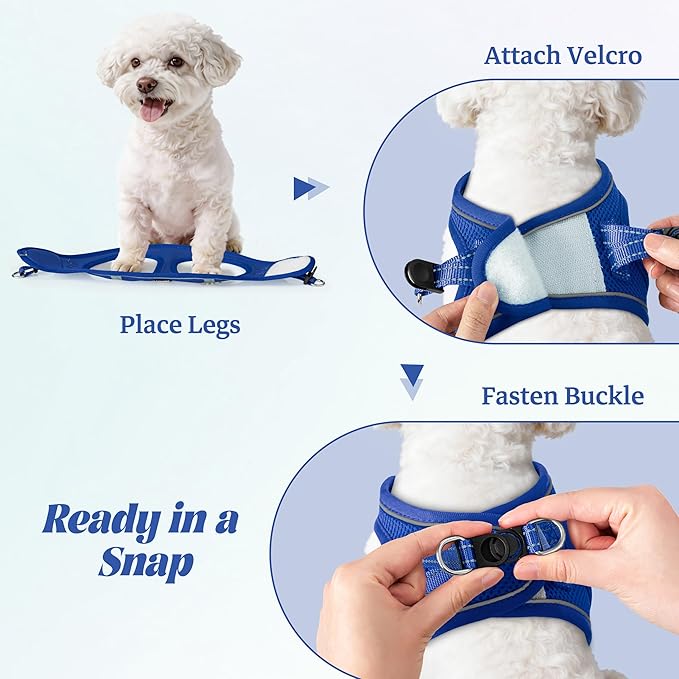 YIMEIS Dog Harness and Leash Set, No Pull Soft Mesh Pet Harness, Reflective Adjustable Puppy Vest for Small Medium Large Dogs, Cats (Royal Blue, Small (Pack of 1)