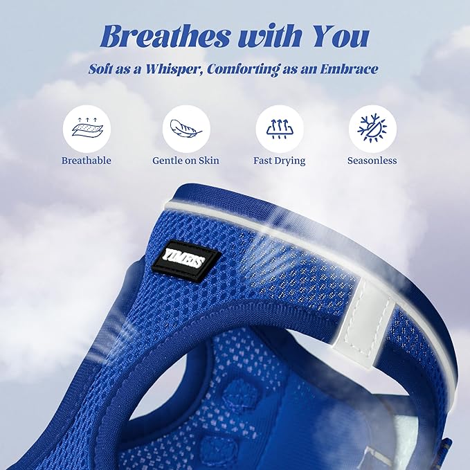 YIMEIS Dog Harness and Leash Set, No Pull Soft Mesh Pet Harness, Reflective Adjustable Puppy Vest for Small Medium Large Dogs, Cats (Royal Blue, Medium (Pack of 1)