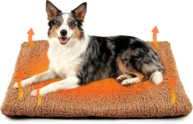 PatiencET Self Warming Cat Bed for Indoor Cats 24'' x 60'' - Cozy Fleece Heating Pad, Non-Electric Thermal Mat for Small Pets, Washable Soft Cushion for Winter Comfort and Warmth Khaki