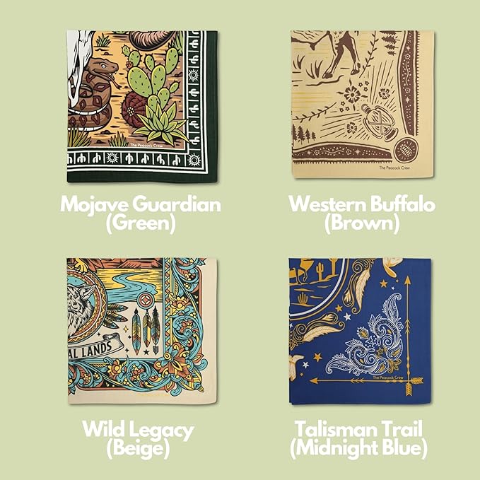 The Peacock Crew Premium Soft Cotton Bandanas Pack for Men and Women Paisley 22 x 22 inches