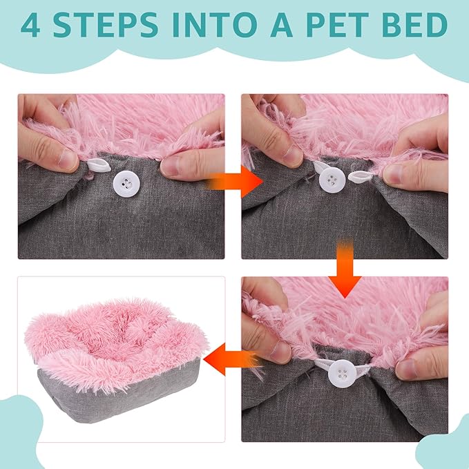 SCENEREAL Self Warming Cat Bed, Heated Cat Bed Mat for Cats Small Dogs, 2 in 1 Soft Plush, Washable Pet Pad for Indoor Outdoor Kitten Puppy, Navy Blue 20x24