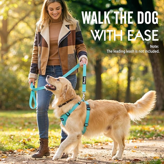 Pawaboo Breathable Dog Seat Belt Harness for Car, Adjustable Dog Safety Vest Harness with Vehicle Connector Strap, M, Full Blue