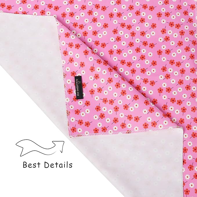 ARING PET Girl Dog Bandanas, Cute Summer Pink Daisy Floral Pet Bandana Scarf Triangle Bib for Small Medium Large Female Dogs Cats, Puppy Kerchief for Daily Wear Walks Party Photos-L