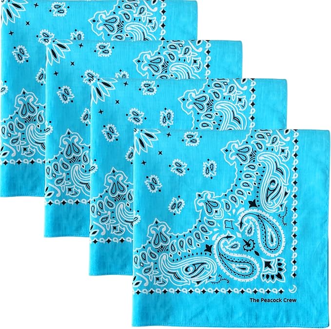 The Peacock Crew Premium Soft Cotton Bandanas Pack for Men and Women Paisley 22 x 22 inches