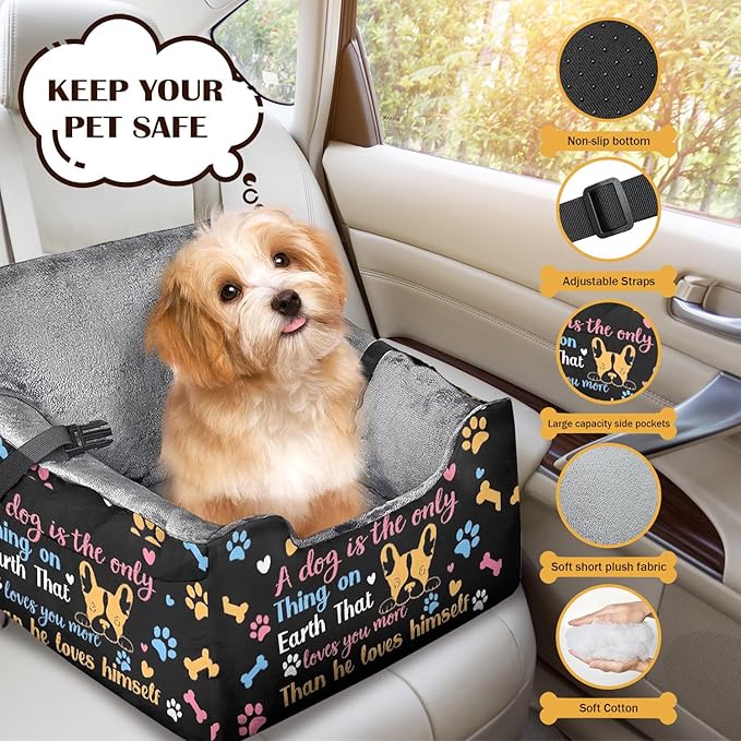 Dog Car Seats for Small Medium Sized Dogs Carseat for Car Funny Fuzzy Pet Dog Booster Car Seat Puppy Under 31 Lbs with Soft Plush Cushion&Washable Removable Cover