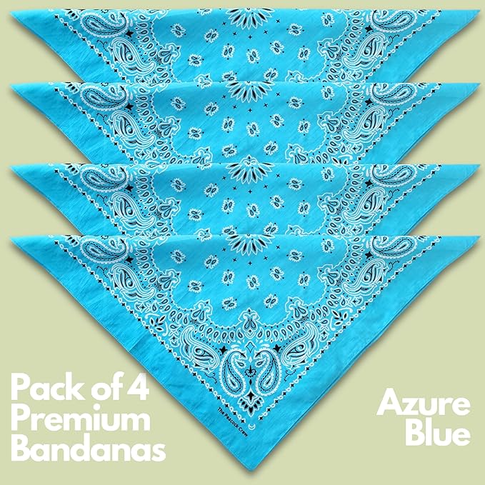 The Peacock Crew Premium Soft Cotton Bandanas Pack for Men and Women Paisley 22 x 22 inches