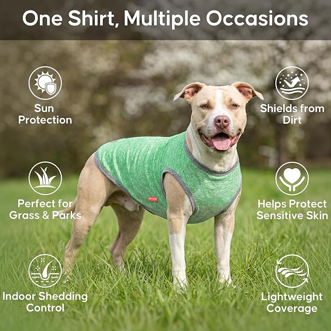 KYEESE 2Pack Dog Shirt, Lightweight Sun Protection Sleeveless Dog T Shirts for Small Dogs Boy, Breathable Pet Reflective Tank Top Summer Dogs Clothes for Outdoor Walking, Grey+Dark Green, L