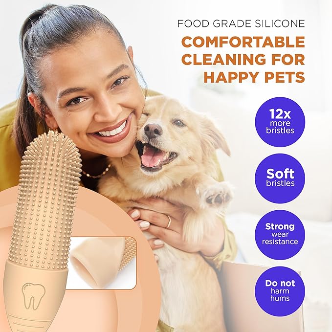 Jack & Milo 2-Pack Soft Silicone Pet Toothbrush – Gentle Finger Toothbrush for Small Dogs, Puppies & Cats – Safe Oral Care for Baby Pets – Promotes Healthy Teeth & Gums – Orange & Blue
