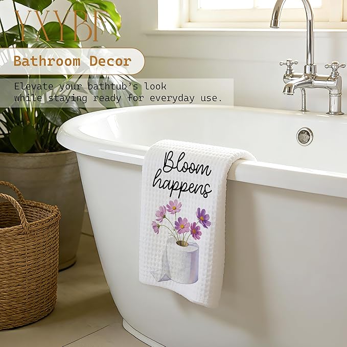 Purple Floral Hand Towels for Bathroom Washroom Spa Yoga Decor 16x24 Inches, Cosmos Flower Toilet Paper Bathroom Hand Towels Decorative, Housewarming Gifts