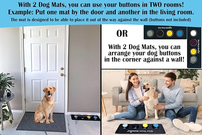 DaVoice Dog Communication Buttons Mat & 36 Adhesive Dots (8 Circles) Pet Talking Buttons Training Mat, Dog Word Buttons Training Mat, Dog Buttons for Communication Board (2 Mats, Buttons Not Included)