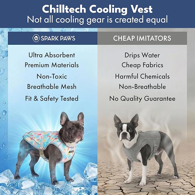 Spark Paws Dog Cooling Vest - SPF 50 UV Sun Protection - Summer Heat Relief Gear for Dogs, Lightweight, Evaporative Cooling - Dog Anxiety Relief Vest During Hot Days - Popsicles - Size L