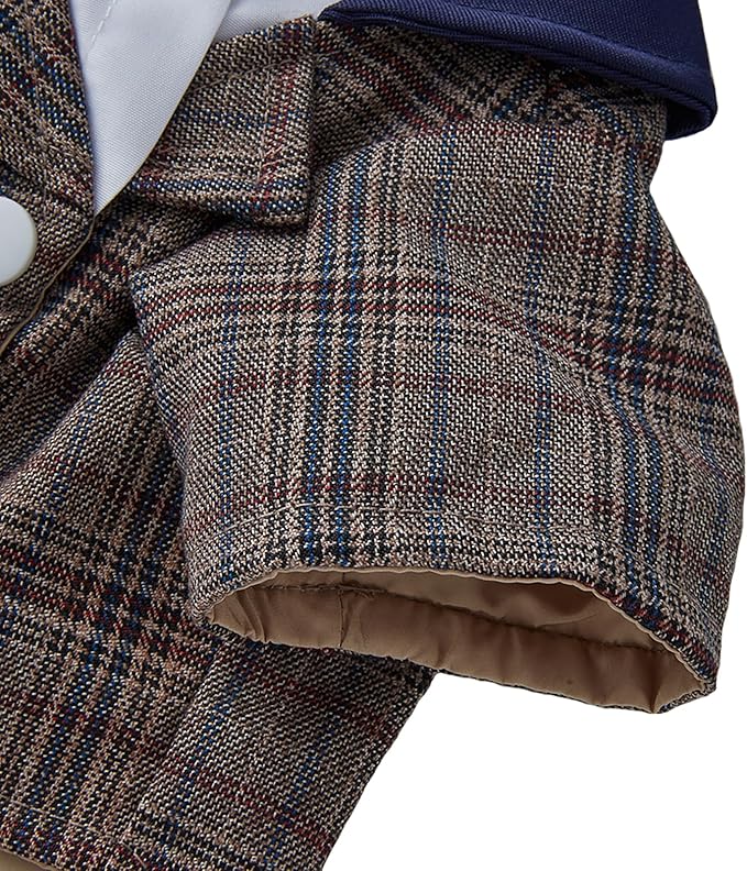 GabeFish Pets Wedding Jackets Suit for Dogs with Bow Tie Puppy Cat Formal Clothes Shirt Tuxedo (Brown, XL (Chest 18.8in/48cm))