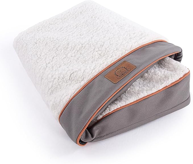 Sunheir Washable Large Dog Bed Covers Soft Plush Replacement, Waterproof Dog Bed Liner, Pet Bed Cover with Zipper 24x16x3 Inches, Lightgrey, Cover Only