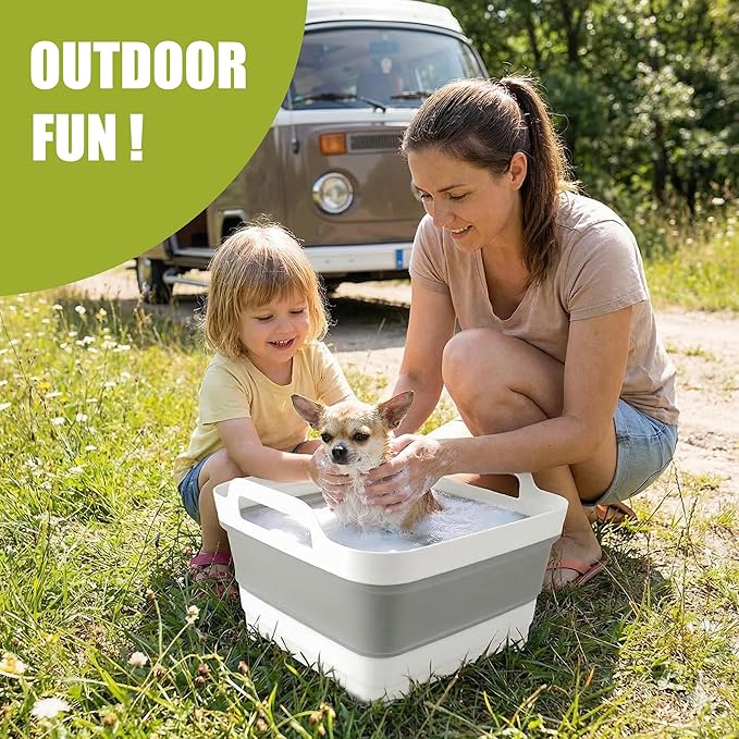 Collapsible Cat Puppy Bath Tub: Portable Small Dog Bathtub, Shampoo Brush & Toothbrush Set - Pet Shower Tub for Chihuahua, Yorkie, Pomeranian, Bichon, Maltese, Shih Tzu, Toy Poodle & Boston Bathing