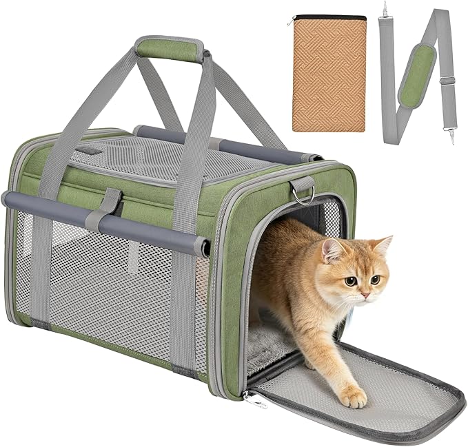 Soft Cat Carrier for Pets Up to 20 Lbs, Collapsible Cat Carrier Bag with Privacy Curtains, Airline Approved Small Pet Carrier for Small Medium Cats Dogs Puppy, Washable Soft Pet Travel Bag Dog Carrier